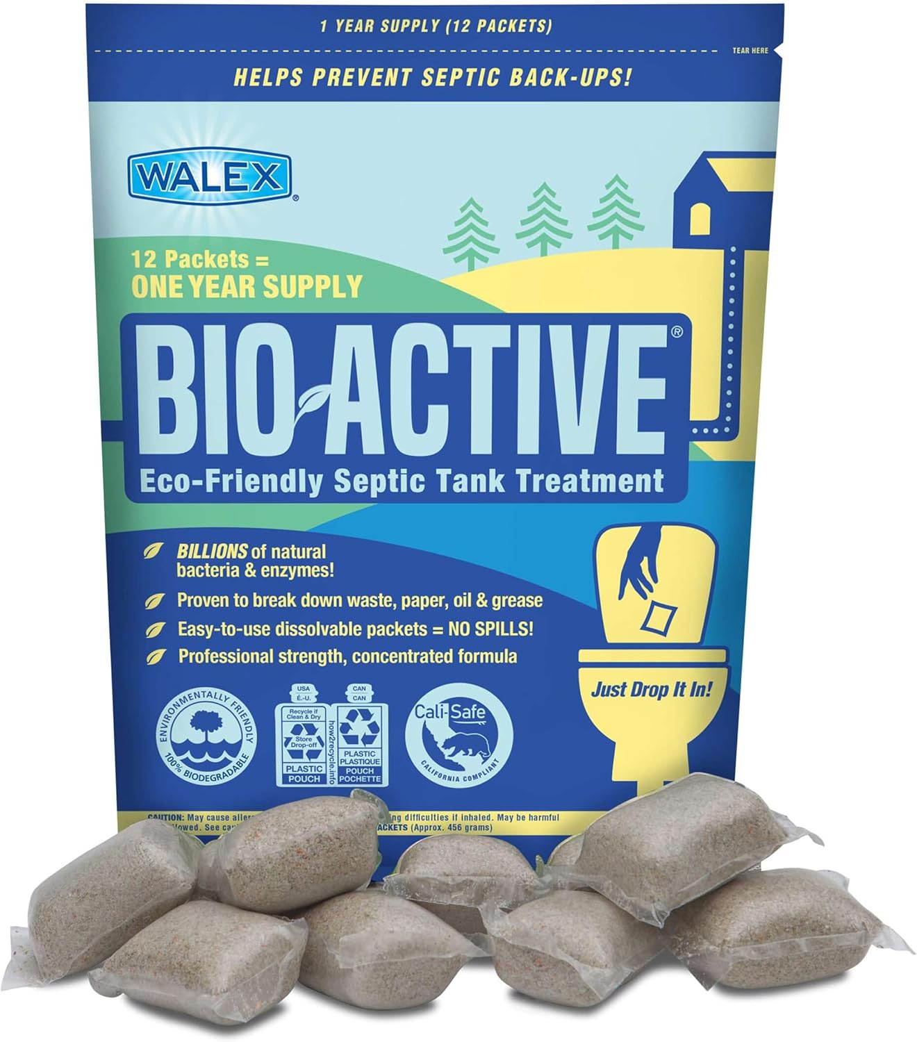 Walex Bio-Active Septic Tank Treatment drop-in packets